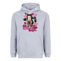 Heather Grey Valentine's Day Shut Up And Kiss Me Heifer Holstein Cow Heavyweight Hoodie - FaDigitalArtStudio