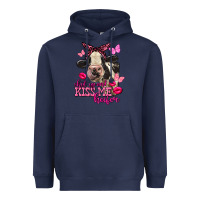 Navy Valentine's Day Shut Up And Kiss Me Heifer Holstein Cow Heavyweight Hoodie - FaDigitalArtStudio
