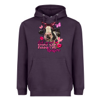 Plum Valentine's Day Shut Up And Kiss Me Heifer Holstein Cow Heavyweight Hoodie - FaDigitalArtStudio