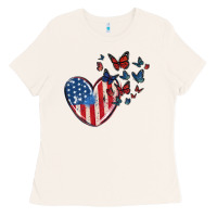 Bone 4th of july american flag heart butterfly Ladies Tee - MaliasSmallBusiness