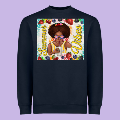 Summer Vibes Afro Kid Heavyweight Sweatshirt Designed By Tumblerdesignbyshophia