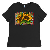 Black sunflower serape leopard background Ladies Tee - Jasminsmagicworld