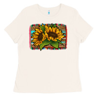 Bone sunflower serape leopard background Ladies Tee - Jasminsmagicworld