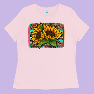 Sunflower Serape Leopard Background Ladies Tee Designed By Jasminsmagicworld