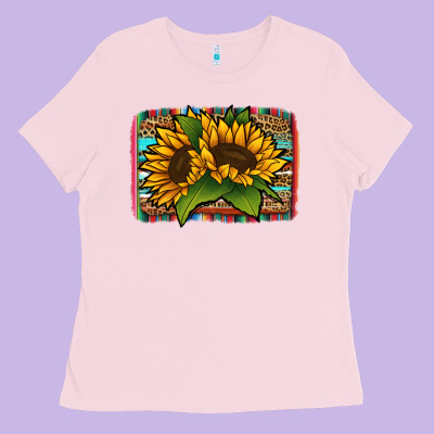 Sunflower Serape Leopard Background Ladies Tee Designed By Jasminsmagicworld