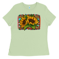 Matcha sunflower serape leopard background Ladies Tee - Jasminsmagicworld