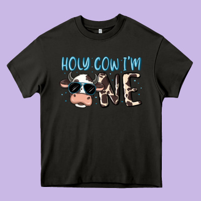 Holy Cow I'm One Heavy Core Tee Designed By Maliassmallbusiness