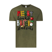 Vintage Olive Merry Teacher Bright Students Christmas Vintage Tee - LillyAllenDesigns