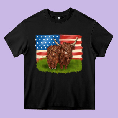 American Cows Heavy Core Tee Designed By Maliassmallbusiness