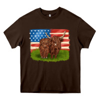 Chocolate Brown American cows Heavy Core Tee - MaliasSmallBusiness