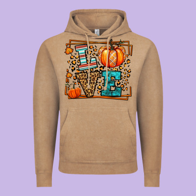 Fall Autumn Leopard Love Pumpkin Vintage Hoodie Designed By Lillyallendesigns