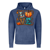 Vintage Denim Fall Autumn Leopard Love Pumpkin Vintage Hoodie - LillyAllenDesigns