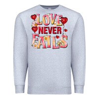 Heather Grey Love never fails Premium Sweatshirt - FaDigitalArtStudio