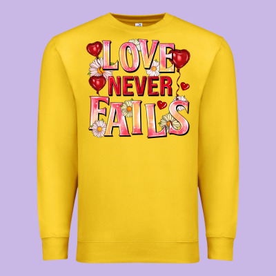 Love Never Fails Premium Sweatshirt Designed By Fadigitalartstudio