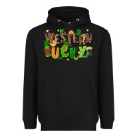 Black Western Lucky Heavyweight Hoodie - FaDigitalArtStudio