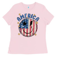Bubblegum Pink America Ladies Tee - MaliasSmallBusiness