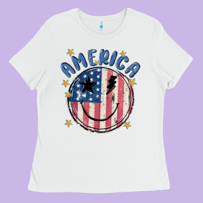 America Ladies Tee Designed By Maliassmallbusiness