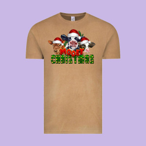 Mooey Christmas Cows Vintage Tee Designed By Lillyallendesigns
