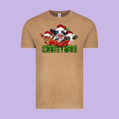 Mooey Christmas Cows Vintage Tee Designed By Lillyallendesigns