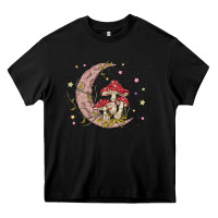Black moon and mushrooms Heavy Core Tee - MaliasSmallBusiness