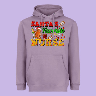 Santa's Favorite Nurse Heavyweight Hoodie Designed By Fadigitalartstudio
