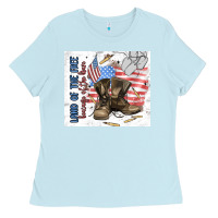 Baby Blue land of the free Ladies Tee - MaliasSmallBusiness
