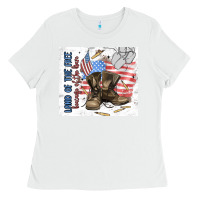 White land of the free Ladies Tee - MaliasSmallBusiness