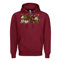 Burgundy rodeo cowboy coffee cups Zipper Hoodie - OliviaCreatesArt