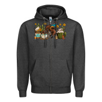 Charcoal Heather rodeo cowboy coffee cups Zipper Hoodie - OliviaCreatesArt