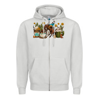 Dove Grey rodeo cowboy coffee cups Zipper Hoodie - OliviaCreatesArt