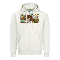 Oatmeal Heather rodeo cowboy coffee cups Zipper Hoodie - OliviaCreatesArt