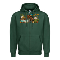 Sports Green rodeo cowboy coffee cups Zipper Hoodie - OliviaCreatesArt