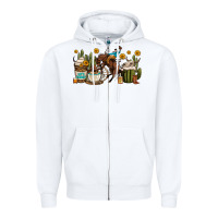 White rodeo cowboy coffee cups Zipper Hoodie - OliviaCreatesArt