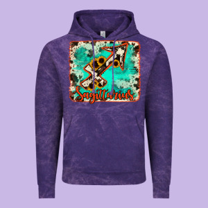 Sagittarius Turquoise Cowhide Vintage Hoodie Designed By Ranaportraitstore