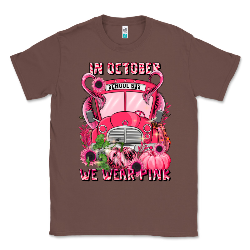 In October We Wear Pink Halloween School Bus Classic Tee by LillyAllenDesigns | Teevron