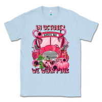 Dusty Blue in october we wear pink halloween school bus Classic Tee - LillyAllenDesigns