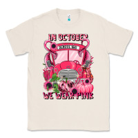 Natural in october we wear pink halloween school bus Classic Tee - LillyAllenDesigns