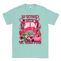 Seafoam in october we wear pink halloween school bus Classic Tee - LillyAllenDesigns