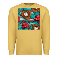 Antique Gold baseball helmet and glove with serape seamless pattern Premium Sweatshirt - BundleAndBundleShop