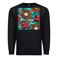 Black baseball helmet and glove with serape seamless pattern Premium Sweatshirt - BundleAndBundleShop