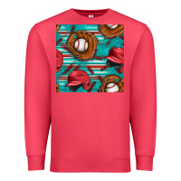Cardinal baseball helmet and glove with serape seamless pattern Premium Sweatshirt - BundleAndBundleShop