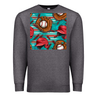 Charcoal Heather baseball helmet and glove with serape seamless pattern Premium Sweatshirt - BundleAndBundleShop
