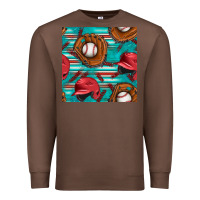 Chestnut baseball helmet and glove with serape seamless pattern Premium Sweatshirt - BundleAndBundleShop