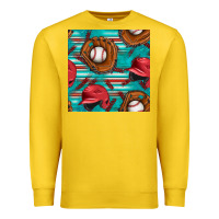 Lemon baseball helmet and glove with serape seamless pattern Premium Sweatshirt - BundleAndBundleShop