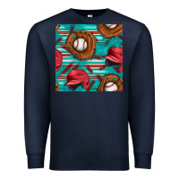 Navy baseball helmet and glove with serape seamless pattern Premium Sweatshirt - BundleAndBundleShop