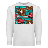 Oatmeal Heather baseball helmet and glove with serape seamless pattern Premium Sweatshirt - BundleAndBundleShop