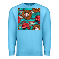 Ocean Blue baseball helmet and glove with serape seamless pattern Premium Sweatshirt - BundleAndBundleShop