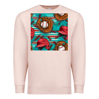 Pale Pink baseball helmet and glove with serape seamless pattern Premium Sweatshirt - BundleAndBundleShop