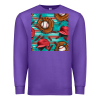 Purple baseball helmet and glove with serape seamless pattern Premium Sweatshirt - BundleAndBundleShop