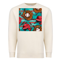Sandshell baseball helmet and glove with serape seamless pattern Premium Sweatshirt - BundleAndBundleShop